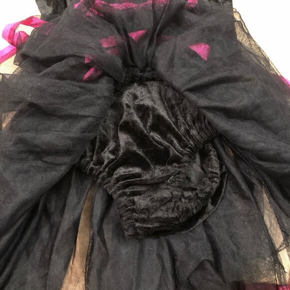 Rubie’s witch costume dress black crushed velvet pink ribbon trim *dress only* - Picture 3 of 5